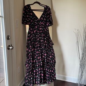 Floral Black and Pink Maxi Dress